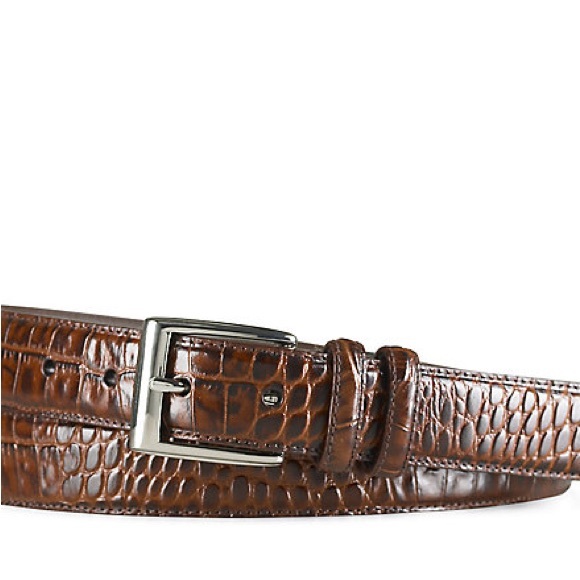 Polo Ralph Lauren Brown Croc Embossed Leather Belt Size 50 54 or 56